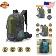 Lightweight 35L Water Resistant Hiking Backpack with Rain Cover - Army Green