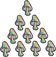 OFFIGAM 10Pcs Mushroom Coat Patches Wear Resistant Decorative Clothes Patches for DIY Clothing for Hats Bags and Shoes Durable and Lightweight Design