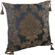 Pair of Chenille cushion covers 45cm x 45cm - Dark Navy / Chocolate colour with matching tassels