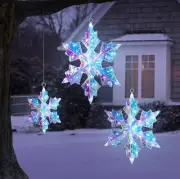 Member's Mark Pre-Lit Prismatic Snowflakes, Set of 3 Christmas Decorations (sc)