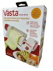 Vasta Veggie & Fruit Sheet Slicer, Stainless Steel Blade, 2 Attachments NEW