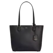 Oroton Black "Inez" Saffiano Leather Small Shopper Tote Hand Shoulder Bag