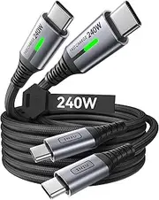INIU 240W USB C to USB C Cable 2m/2Pack, Type C to Type C Charger USB-C Fast Charging Cord Compatible with MacBook Pro/Air, iPad Pro 12.9/11/Air/Mini, iPhone 16/15, Samsung S23/22/21/20