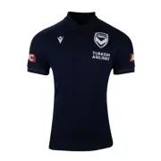 Melbourne Victory 24/25 A-League MACRON Mens Travel Player Polo | Navy by Sporti