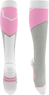 [X AUTOHAUX] Cycling Socks Anti Slip Sweat Absorb Anti Friction Outdoor Bike Socks Grey Rose Pink Size L-XL Neutral Unisex 1 Pair Color Block Stripes