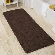 Lavish Home Shag Memory Foam Bath Mat - 58-Inch by 24-Inch Runner with Non-Slip Backing - Absorbent High-Pile Chenille Bathroom Rug (Chocolate)