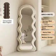 TOOLKISS 1.7m Birch White Elegance Curvy Floor Mirror – Wavy Full Length Irregular Asymmetrical Mirror for Living Room, Bedroom, Bathroom & Hallway – Chic Home Decor (170x70cm)