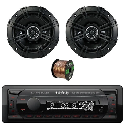 Infinity Alpha 100 Bluetooth FM Radio Receiver, 2x 5.25" 200W Car Speakers, Wire