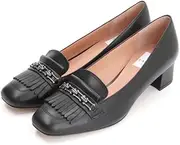 LANVIN en Bleu(ランバン オン ブルー) Lanvin on Blue 2827 Women's Pumps, Chain Motif Square Toe Fringe Pumps, Black, 22.5 cm E