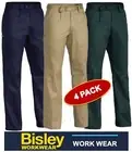 BISLEY WORKWEAR -4 PACK- "ORIGINAL" MENS COTTON DRILL 6 POCKET WORK PANT -BP6007