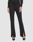 DKNY Women's Black Mid Rise Split-Cuff Flare Leg Pants Size L