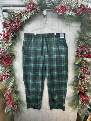 George Pajama Pants Size 2XL, XXL 44-46 Green Plaid Sleep Lounge PJ NEW Thick