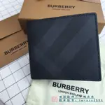 免運 BURBERRY 博柏利 經典 LONDON 格纹拼皮革 双折 钱夹 翻蓋式 皮夾 短夾 男款錢包 實拍