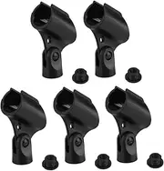 FUNOMOCYA 5PCS Durable Microphone Clip Holder with Plastic Adapters Practical Mic Mount for Indoor Outdoor Performances Stage Use and Anchoring Black Design