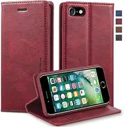 GoshukunTech Wallet Case for iPhone 7 Plus,for iPhone 8 Plus Leather Flip Case with RFID Blocking Card Holders Stand Feature Cash Pocket Magnetic Cover for iPhone 7 Plus/iPhone 8 Plus-[Wine red]