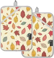 Autumn Leaves Beige 2 PCS Pot Holders Potholder with Loop Hot Pads for Kitchen