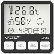 JMS15 Digital Hygrometer Thermometer Dual H dity Tempe ure Meter Indoor Tester Weather Station with Calendar & Clock Alarm Black & White One Size
