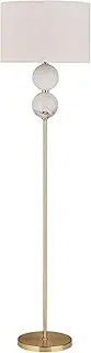 [Lexi Lighting] Murano Floor Lamp, Glass Ball Base, Polished Brass Base, Fabric Drum Shade, 156cm Overall, E27, Perfect for Living Room, Lounge Room, Waiting Area Stylish Interior Décor