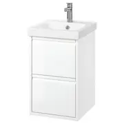 ÄNGSJÖN / ORRSJÖN wash-stnd w drawers/wash-basin/tap, high-gloss white, 42x49x69 cm
