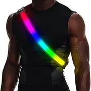OLIKER LED Reflective Running Gear,High Visibility Reflective Belt Sash with Safety Light,USB Rechargeable Adjustable Size Night Reflective Accessories for Night Outdoor Running Walking