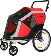 2-in-1 Pet Stroller Cart,Bike Trailer,Large Medium Sized Dogs Bicycle Carrier,Supports Up to 30KG/66 Lbs,Reflectors,for Outdoor