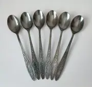 Set of 6 vintage USSR nickel silver teaspoons, silver plated.