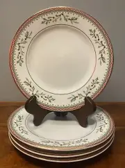 NEW Set of 4 Mikasa Holiday Traditions Salad Plates Holly Berry Gold Porcelain