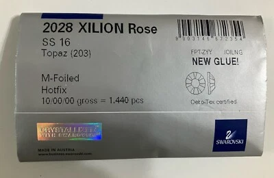 Swarovski 2028 Topaz Iron-on, Hot-fix Rhinestones 1440 pieces 16ss