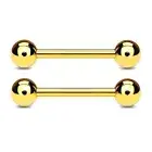5 pcs lot 14G GOLD STEEL BALL TONGUE RINGS NIPPLERINGS NIPPLE PIERCING BARBELLS
