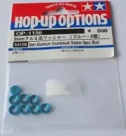 Tamiya 3mm Blue Aluminium Countersunk Washers (x8) NEW 54156