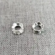 20 Sterling Silver Double Bead Caps 925 Silver Lotus Flower Bracelet Spacer
