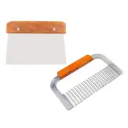 2x Stainless Steel Wavy & Straight Planer Blade Scraper