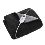 Dreamaker Reversible Sherpa & Coral Fleece Electric Heated Throw Blanket [180x200cm] (Charcoal/Silver)