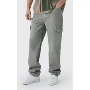 Mens Sage Tall Overdye Relaxed Fit Cargo Jeans