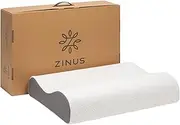 Zinus Orthopedic Memory Foam Pillow for Neck Pain Relief, Green Tea Cool Contour Bed Pillows, White