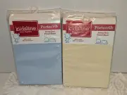 Kidsline Grow Together Portacrib Jersey Knit Fitted Sheet Set/2 Blue & Yellow