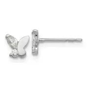 Real 14kt White Gold Madi K CZ Butterfly Post Earrings