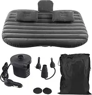 Car Inflatable Bed for Back with Electric Pump Safety Block Noise Reduction Travel Camping SUV Sedan Van (Black)