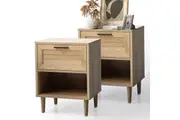 Oikiture Bedside Tables Set of 2 Nightstand Natural