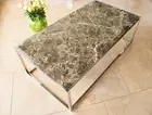 Hemin Stainless Steel Coffee Table with Brown Marble Top