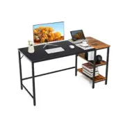 140cm Computer Desk With 2 Tier Storage Shelves And Steel Frame Black