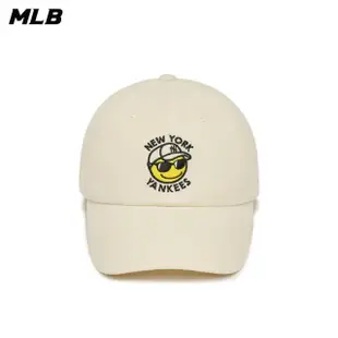 【MLB】N-COVER可調式軟頂棒球帽 Smile系列 紐約洋基隊(3ACPSM126-50IVS)