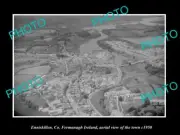 OLD LARGE HISTORIC PHOTO ENNISKILLEN FERMANAGH IRELAND TOWN AERIAL VIEW 1950 1