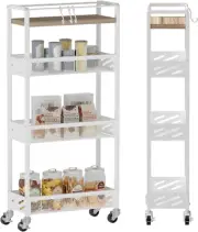 DGSNADGO Slim Rolling Storage Cart, 4-Tier Kitchen Cart on Wheels, Narrow Utilit