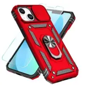 Compatible with iPhone 12/13 Mini Case with HD Screen Protector & Slide Red