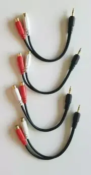 4 pack audio cable 6 in 3.5mm Stereo Plug to 2 RCA female *NEW*
