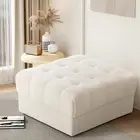 Oikiture 1 Seater Boucle Modular Ottoman Lounge Chair Armless TOFU White