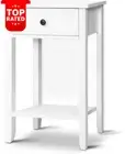 White Bedside Table MDF Drawer Shelf Storage Narrow Nightstand Tallboy 74cm