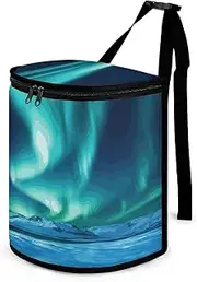 BFGWK Car Trash Can with Lid Car Trash Bag Leak-Proof Northern Lights Printing Car Trash Bin Suitable for Cars Rvs Trucks