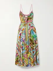 [Camilla] Camilla - Crystal-embellished Printed Silk Crepe De Chine Maxi Dress - Multi - x large x large Multi